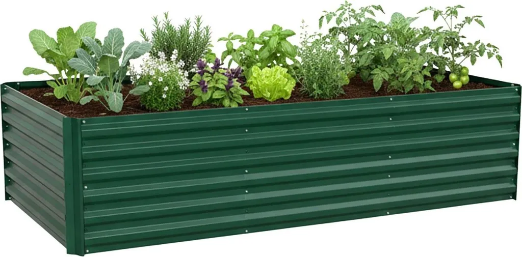 Carré Potager en Métal Galvanisé 57x240x90cm - Bac de Jardin sur Élevé