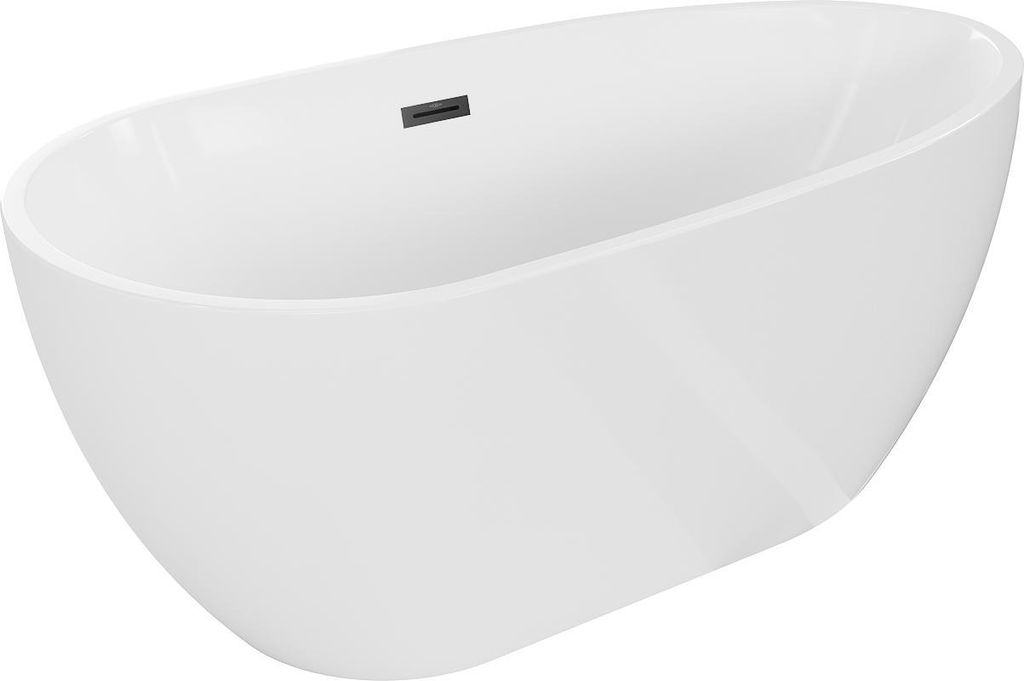 Mexen Eos freistehende Badewanne 150 x 75 cm, weiß, schwarze Überlauf - 52471507500-70