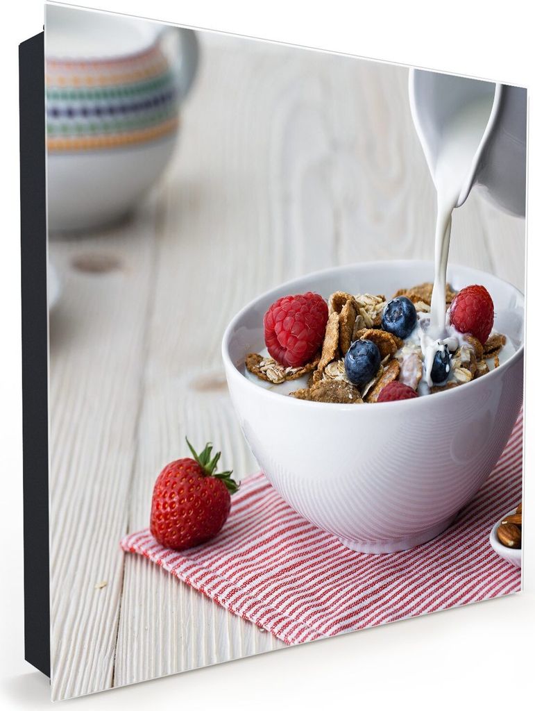 Nachbildung-Schlüsselkasten, Magnetpinnwand und Memoboard mit Glasfront Motiv Milch wird eingeschenkt