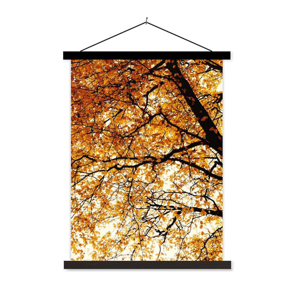 MuchoWow Textilposter Baum - Herbstblätter - Jahreszeiten - Rustikal 40x53 cm mit schwarzem Rahmen - Abbildung
