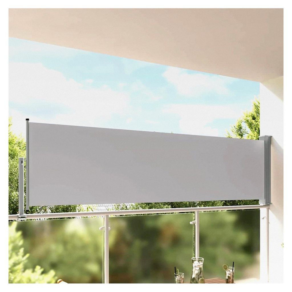 Ausziehbare Seitenmarkise 100x300 cm Grau, Wasserdicht für Balkon, Terrasse, Wohnmobil und Garten