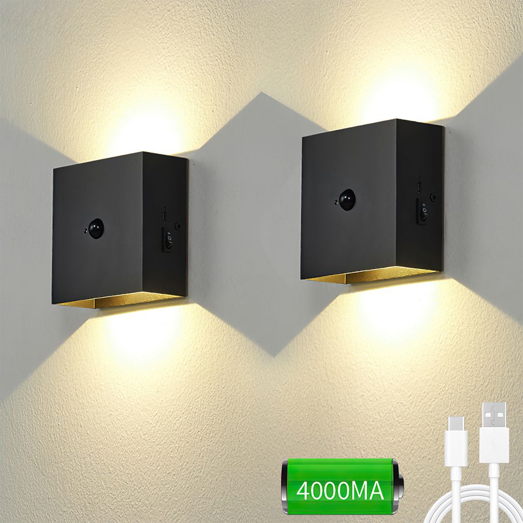 2pcs LED Wandleuchte mit Bewegungssensor, 4000mAh Akku, Produktbild 
