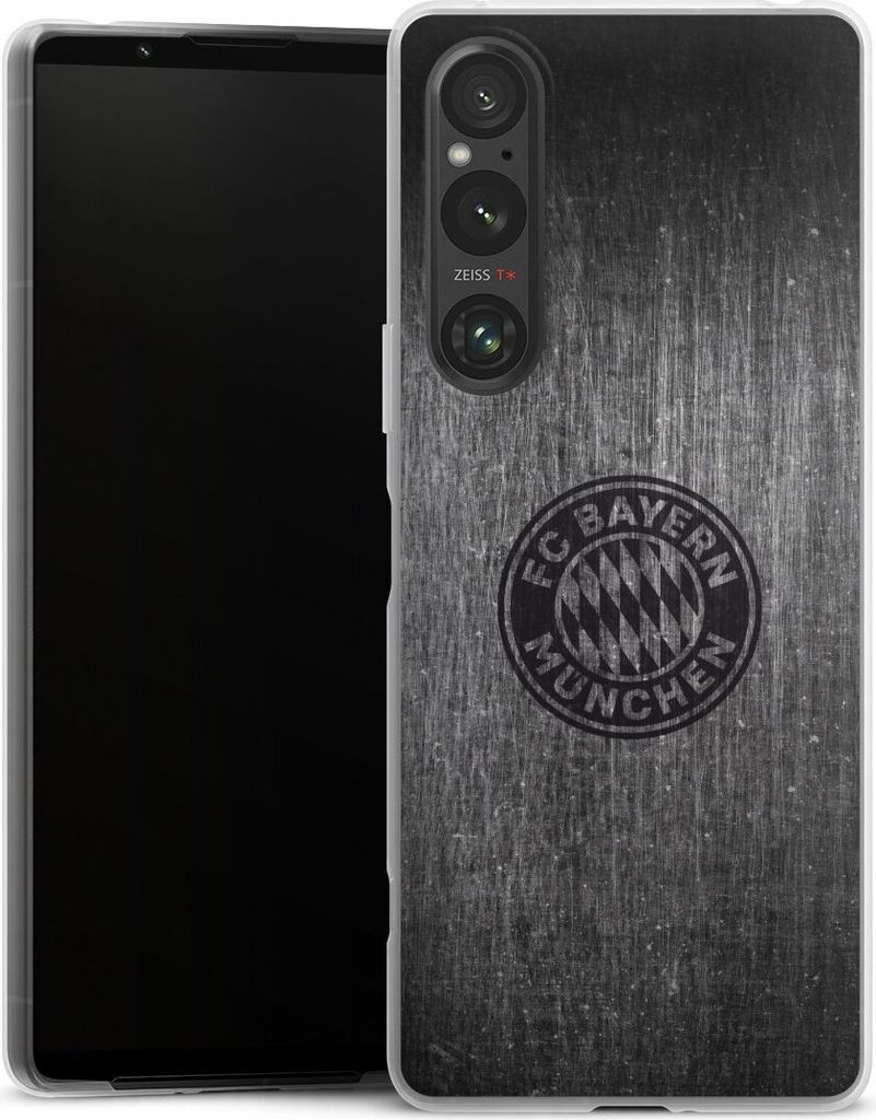DeinDesign Slim Hülle für Sony Xperia 1 V Silikon Case Ultra Dünn Handyhülle FC Bayern München FCB Metallic Look