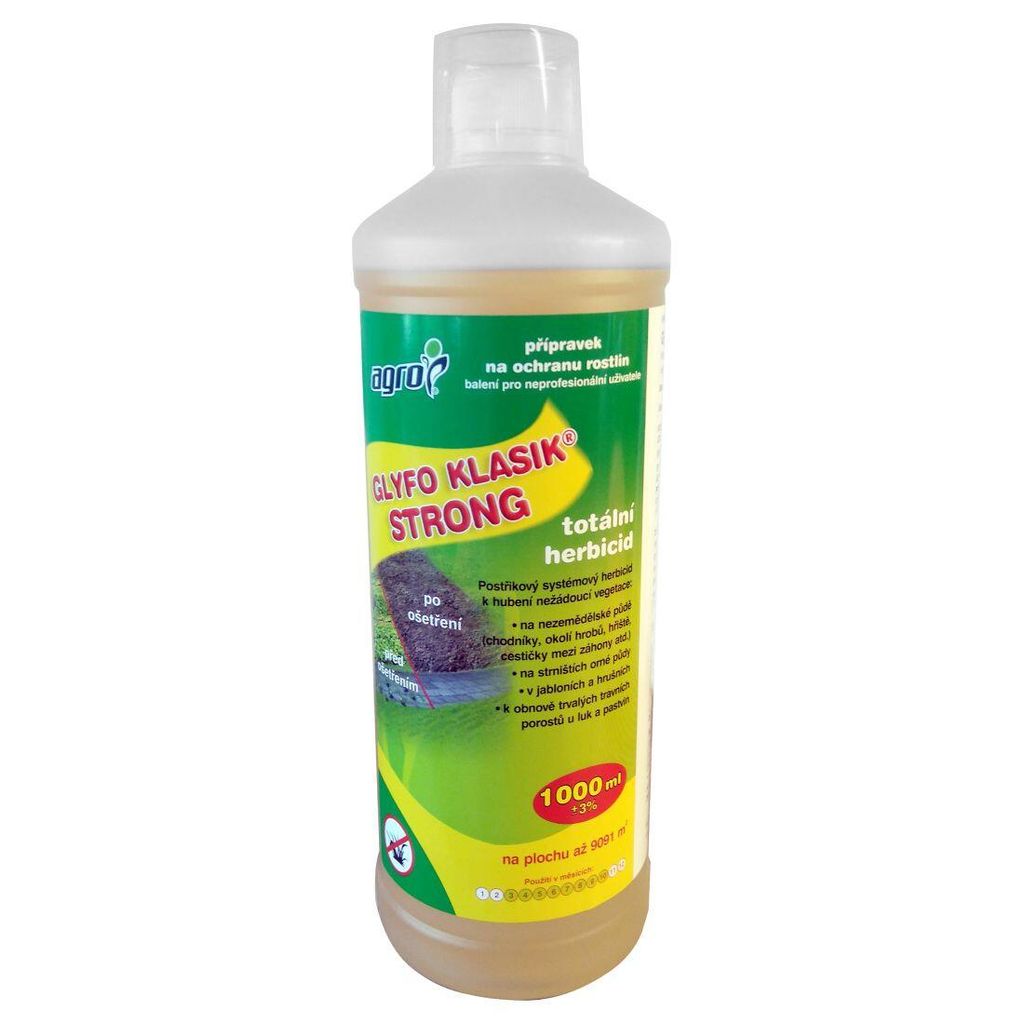 A bottle of herbicide on a white background.