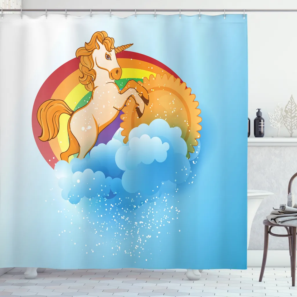 Tenda Doccia Design Unicorno ABAKUHAUS - Multicolor 175x240cm