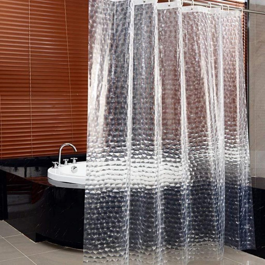 Ecent Duschvorhang aus dickem EVA-Material, transparent, Produktbild 