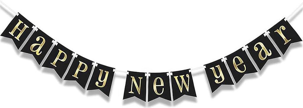 Wimpelkette Metall Happy New Year 213cm/7Ft.