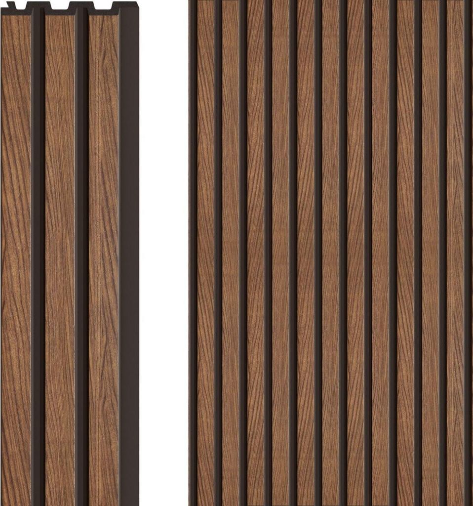 VOX Lamellenwand LINERIO - 3D MDF Wandpaneel - Akustikplatte - 2,65m x 16 - M-LINE - Mokka
