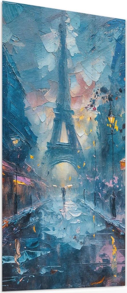Glasbild 40x80cm in XXL für Wohnzimmer, Schlafzimmer Motiv Pariser Nacht