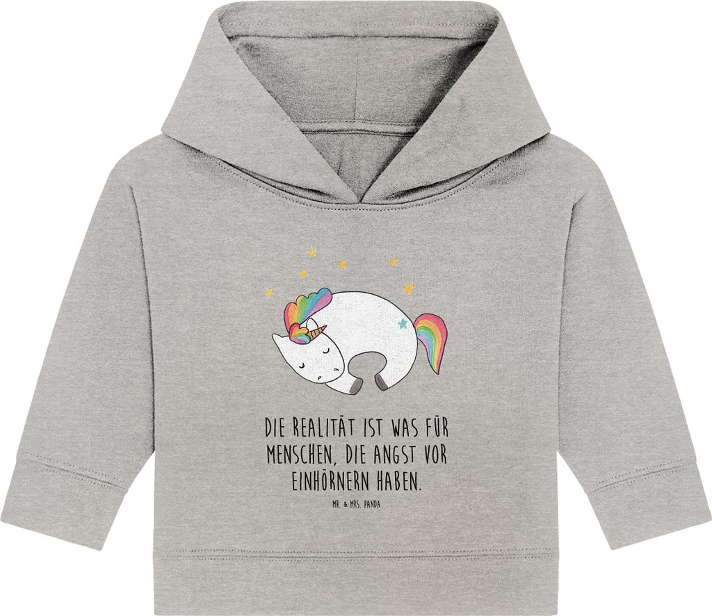 Mr. & Mrs. Panda Organic Baby Hoodie Einhorn Nacht 12. - 18. Monat - Heather Grey - Geschenk, Freundin, Kapuzenshirt, Unicorn, Träume, Einhörner,...