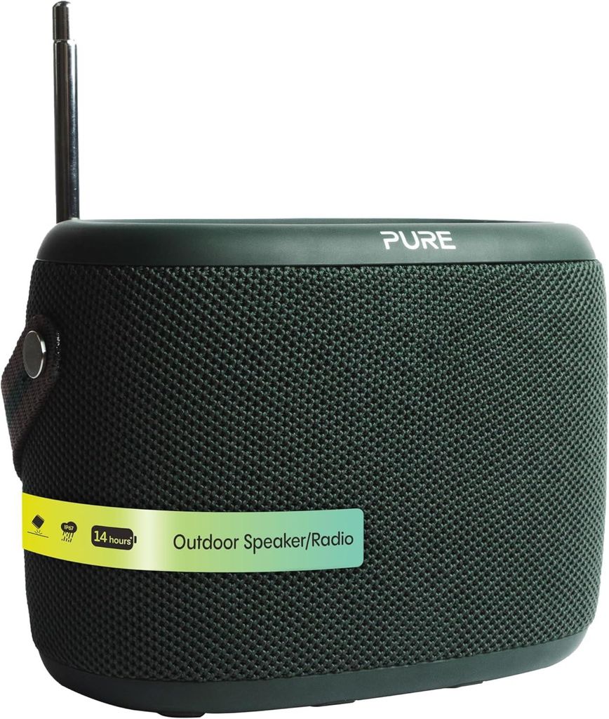 Woodland Outdoor Lautsprecher mit Bluetooth & DAB+/FM Radio (wasserdicht IP67, robust, tragbar, 14h Akku - perfekt für Garten & Camping)