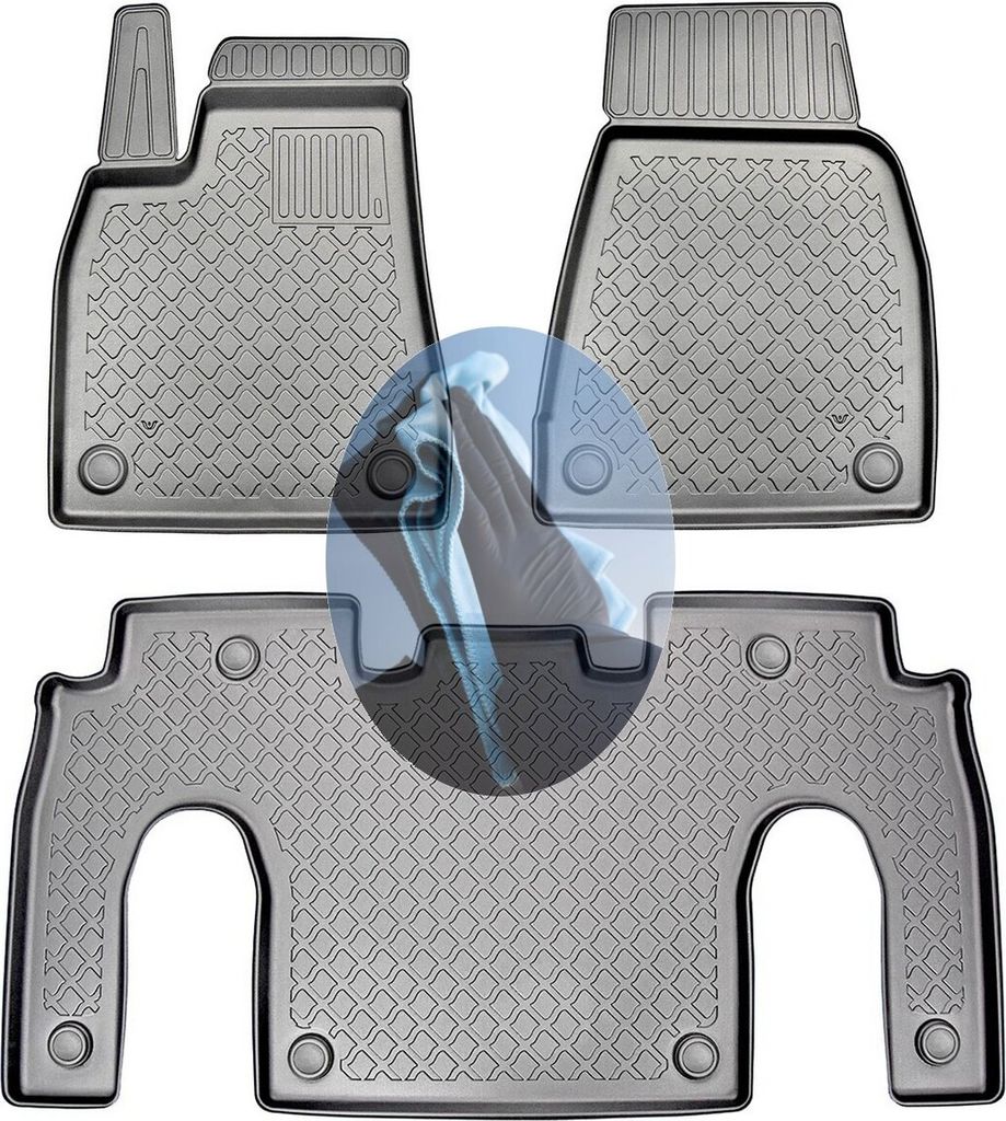 Z522369 TPE-Gummifußmatten kompatibel mit Tesla Model X Vor-Facelift Steilheck Geländewagen SUV 5-türer 2016- 6-Sitzer, 1. + 2. Sitzreihe