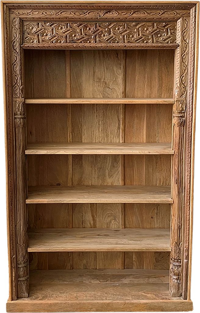 Regal Mango Massiv Holz Muster 17 Vintage 220cm hoch für Diele oder Schlafzimmer | Standregal Braun ohne bohren für Badezimmer | Raumteiler Wandr...