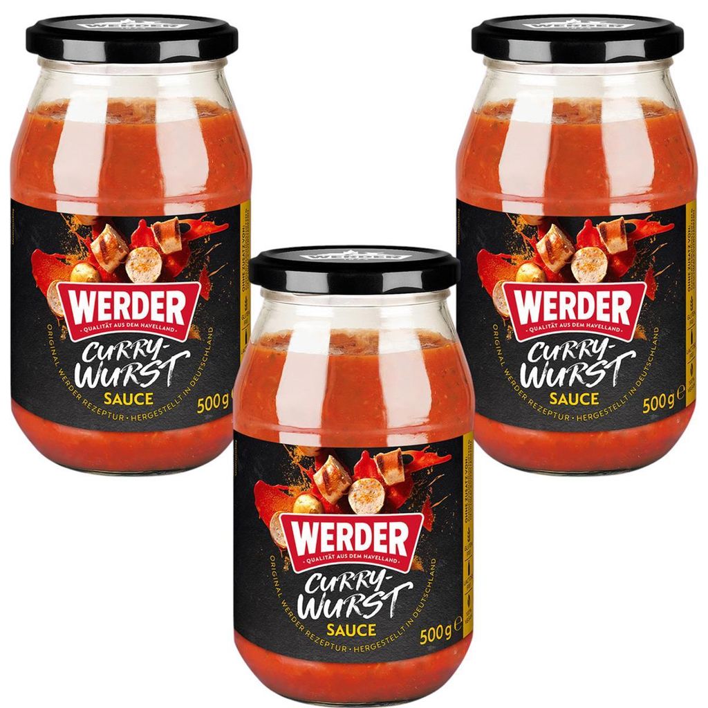 3x Werder Currywurst Sauce 500 g – würzige Currysauce im Produktbild 