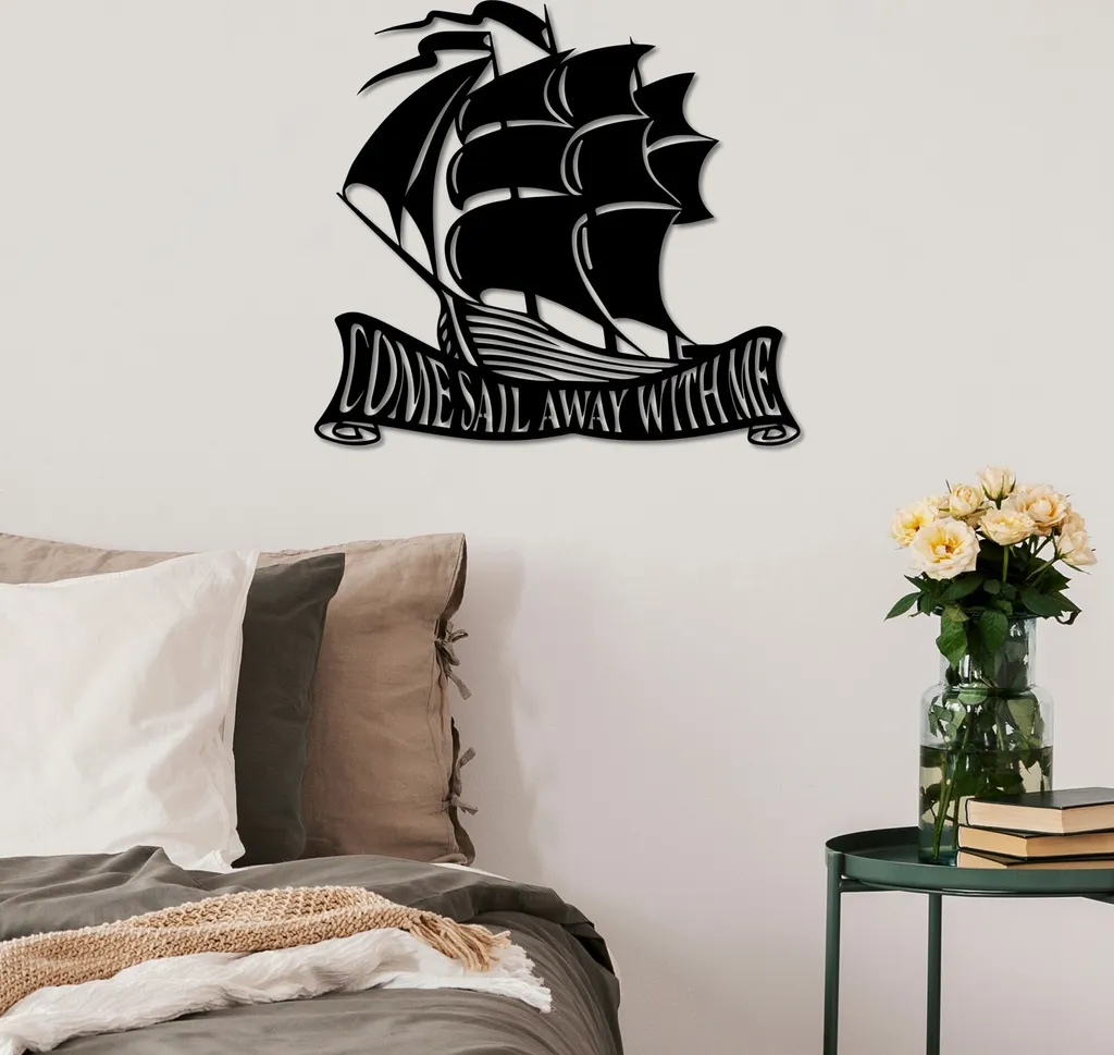Decorazione Wallity Come Away in Metallo Nero 55x50 | Design Moderno