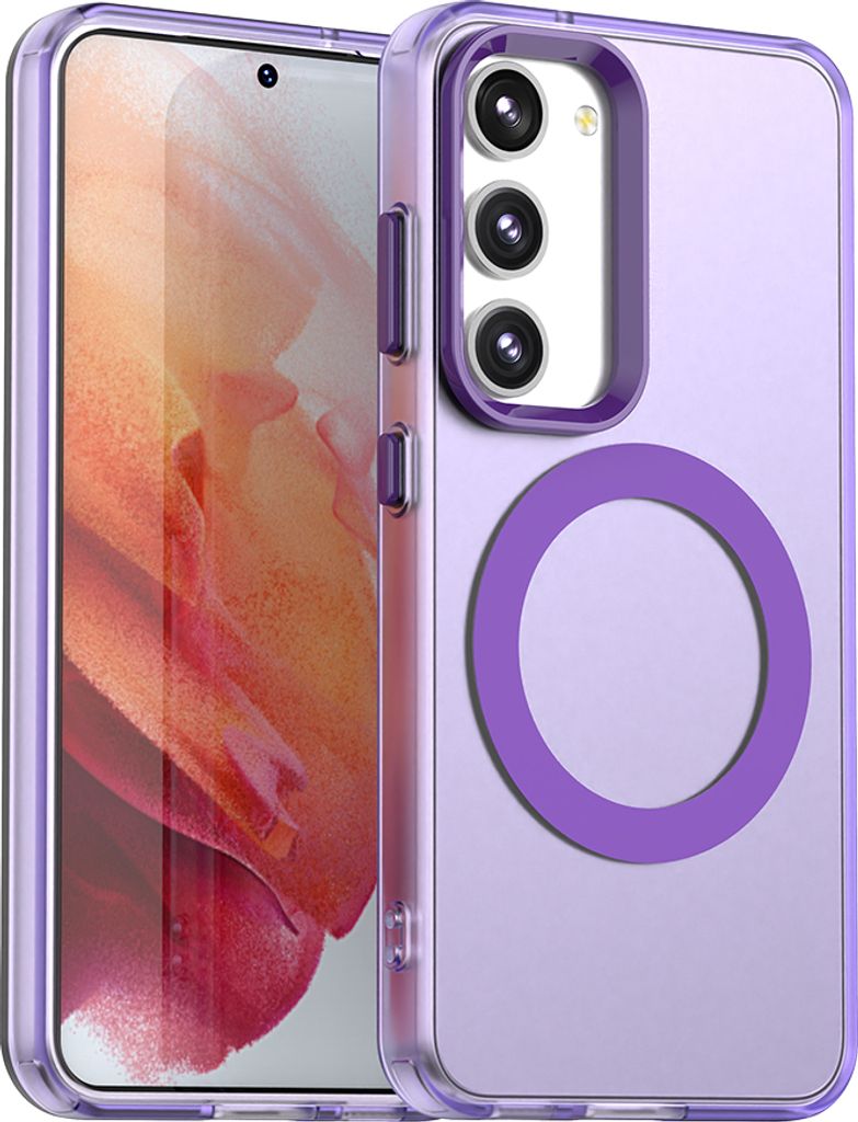 Magnetisch Hülle für Samsung Galaxy S23, Schlank Durchscheinend Matt Stoßfest Handyhülle Lila