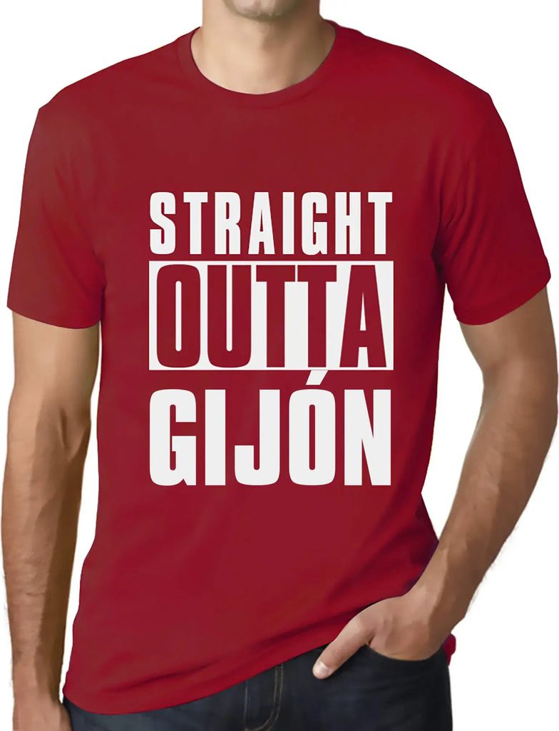 Herren Grafik T-Shirt Direkt aus Gijón – Straight Outta Gijón – Öko-Verantwortlich Vintage Jahrgang Kurzarm Lustige Druck Geburtstag Geschen...