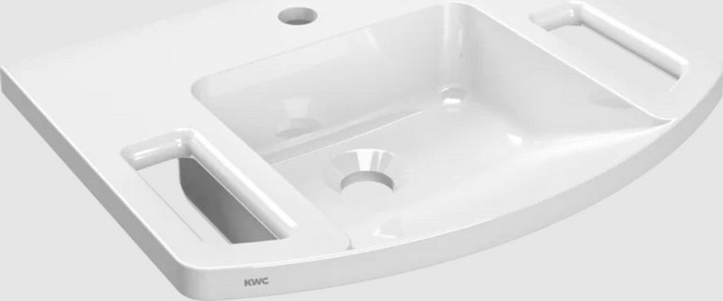 KWC AR Handwaschbecken, EXOS, MIRANIT, 500x125x400 mm, weiß, Hahnloch, Griff