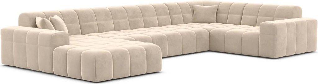 Samtstoff U-Form XL Wohnlandschaft Nivara Creme Links