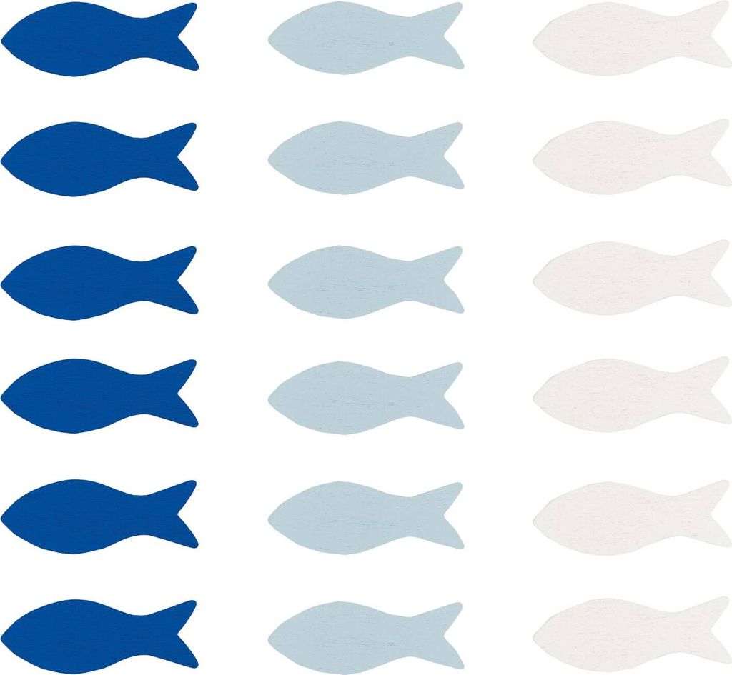 Oblique Unique 18 Holz Fische Streudeko Taufe Kommunion Konfirmation Firmung - Echtholz blau weiß