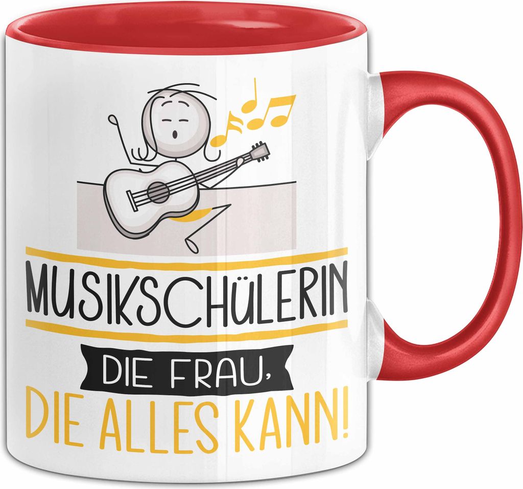 Musikschülerin Geschenk Tasse Becher Die Frau Die Allen Kann Geschenkidee für eine Musikschülerin Lustig (Rot)