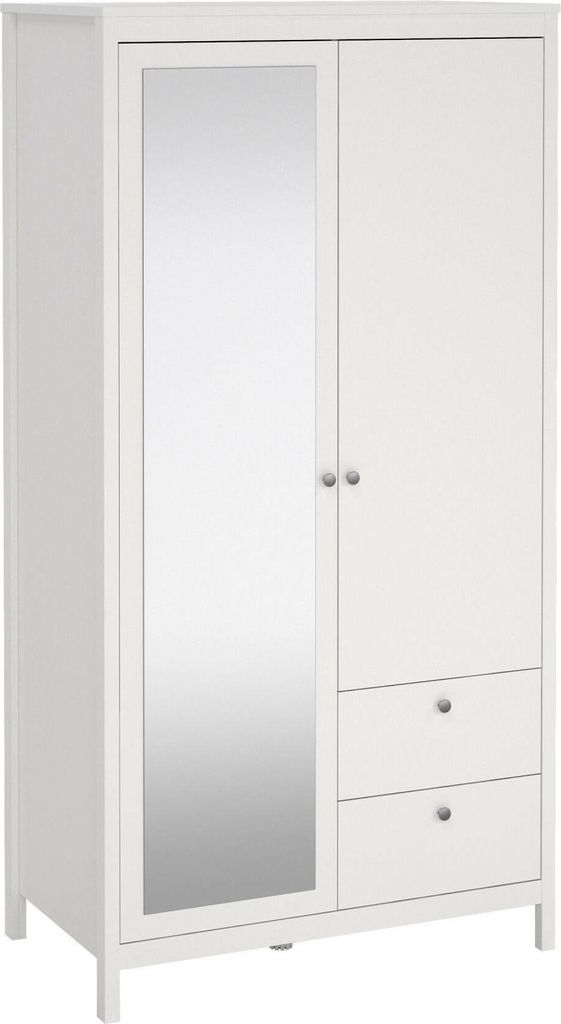 Kleiderschrank 2 Türen Lagertha, Schlafzimmermöbel, Schrank, Garderobe, 102x58 h199 cm, Weiß