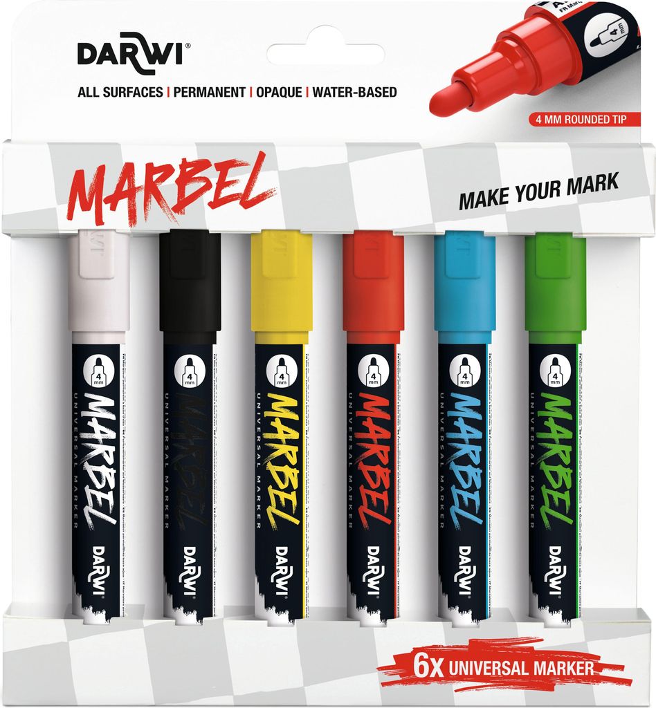 Darwi Marbel Satz von Markern 4 mm Primary 6 Stück