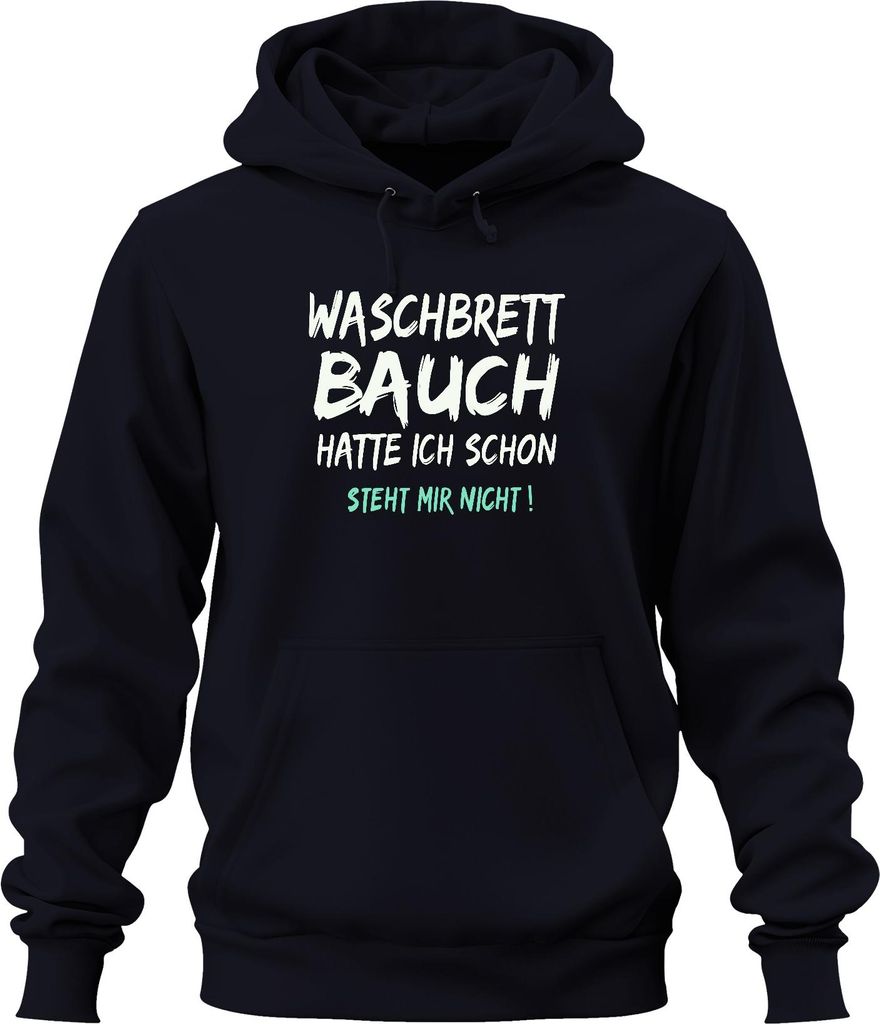 Hatte Waschbrettbauch steht mir nicht Lustig Gym Fit Geschenk Uni Hoodie Kapuzenpullover, Navy, 3XL
