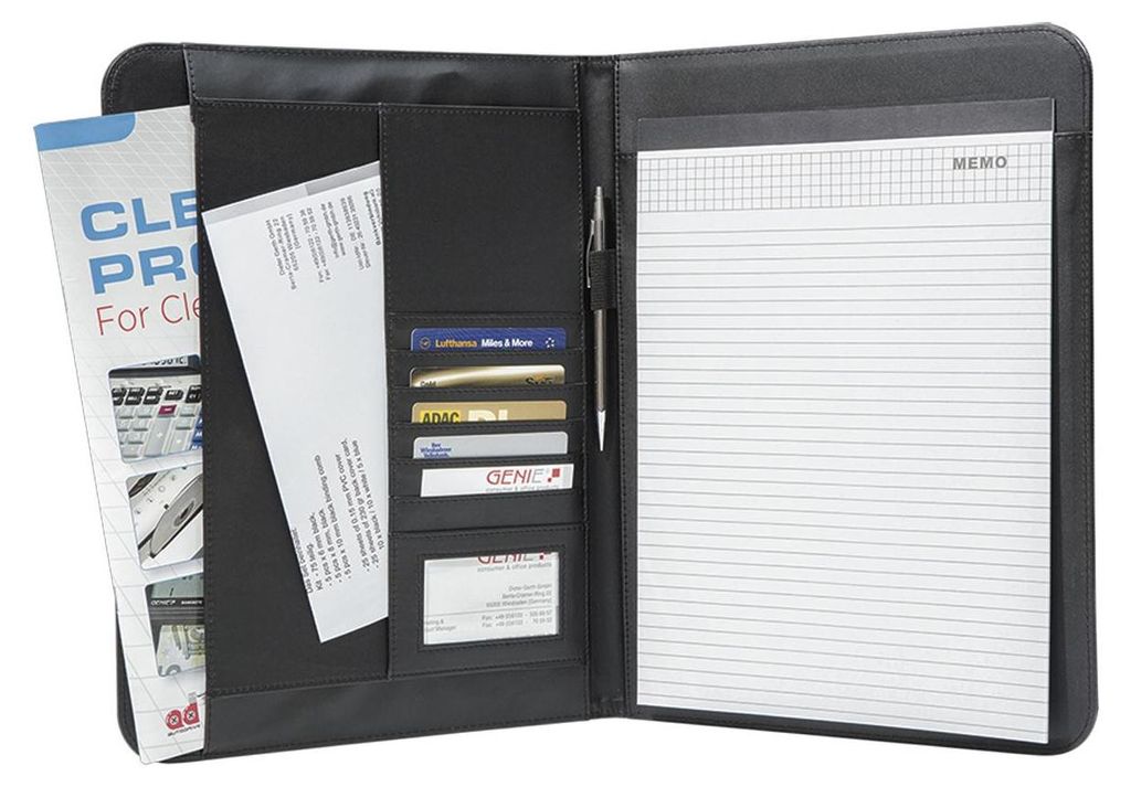 Genie 12442, Leder, Nylon, Schwarz, A4, 2 Taschen, 250 mm, Produktbild 