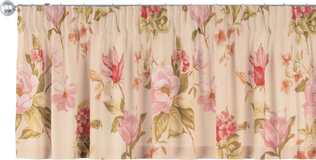 Dekoria Kurzgardine mit Kräuselband, creme-rosa, 260 x 40 cm