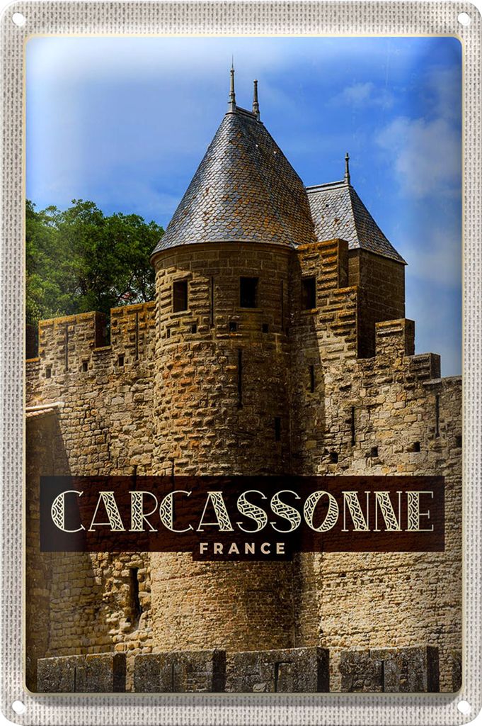 Blechschild Reise 40x30cm Carcassonne Franca Weltkulturerbe
