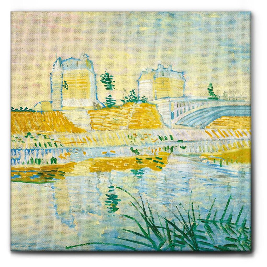 Giallobus - Die Klischeebrücke - Vincent Van Gogh - 100L x 100B cm - Bild - Premium Loom Canvas mit hoher Dicke