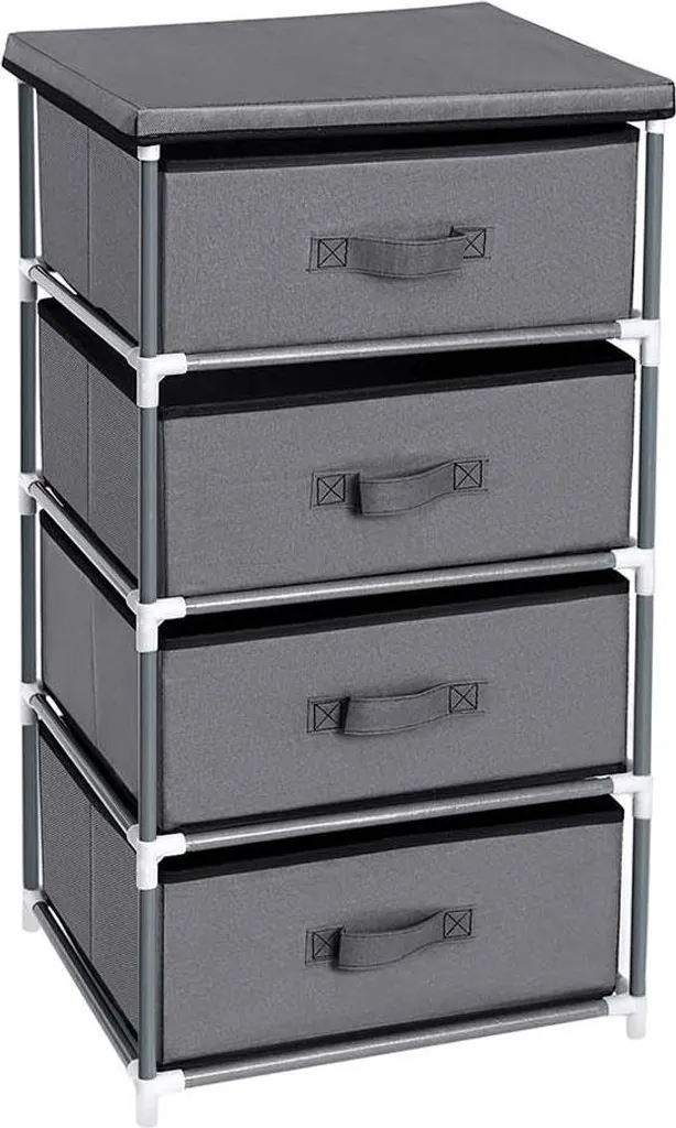 Étagère 4 tiroirs gris en tissu : rangez tout et gagnez de la place