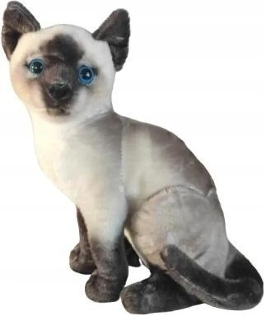Chat Siamois DUBI Assis 30cm en Fourrure Soyeuse et Finitions Main