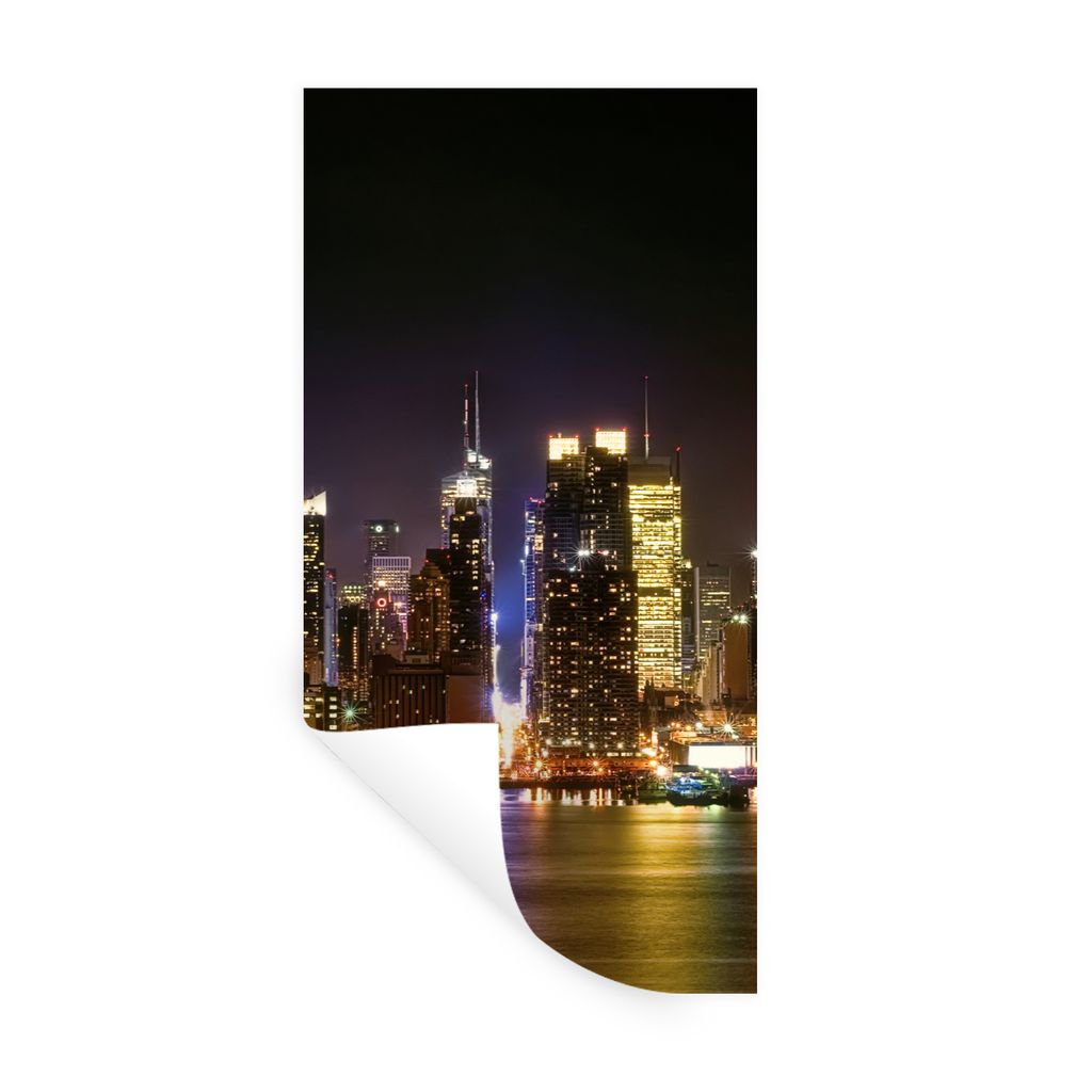 MuchoWow Wandtattoo Wandsticker Wandaufkleber New York - Skyline - Farben 20x40 cm Selbstklebend und Repositionierbar - Selbstklebend - Fototapeten