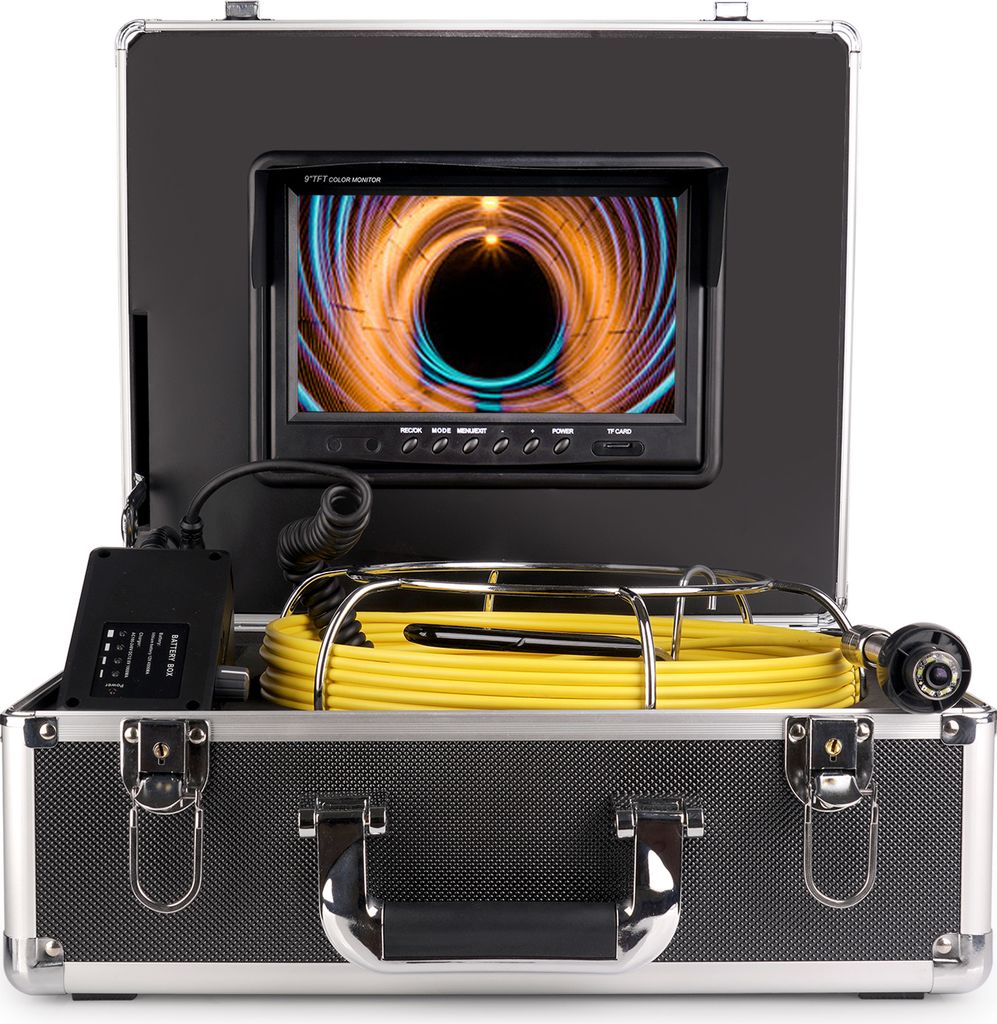 Kanalkamera, Rohrleitungsinspektionskamera mit 9-Zoll-Monitor, Aluminium-Tragetasche, 8 GB TF-Karte, 4500 mAh Akku, 30 m/98 ft Kabel, IP68 wasserdi...