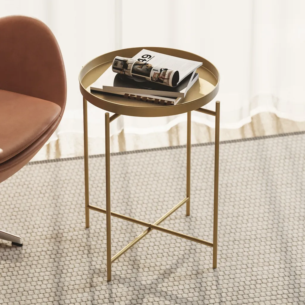 Petite Table d'Appoint Dorée en Métal pour Salon Moderne - Skye Decor - 2