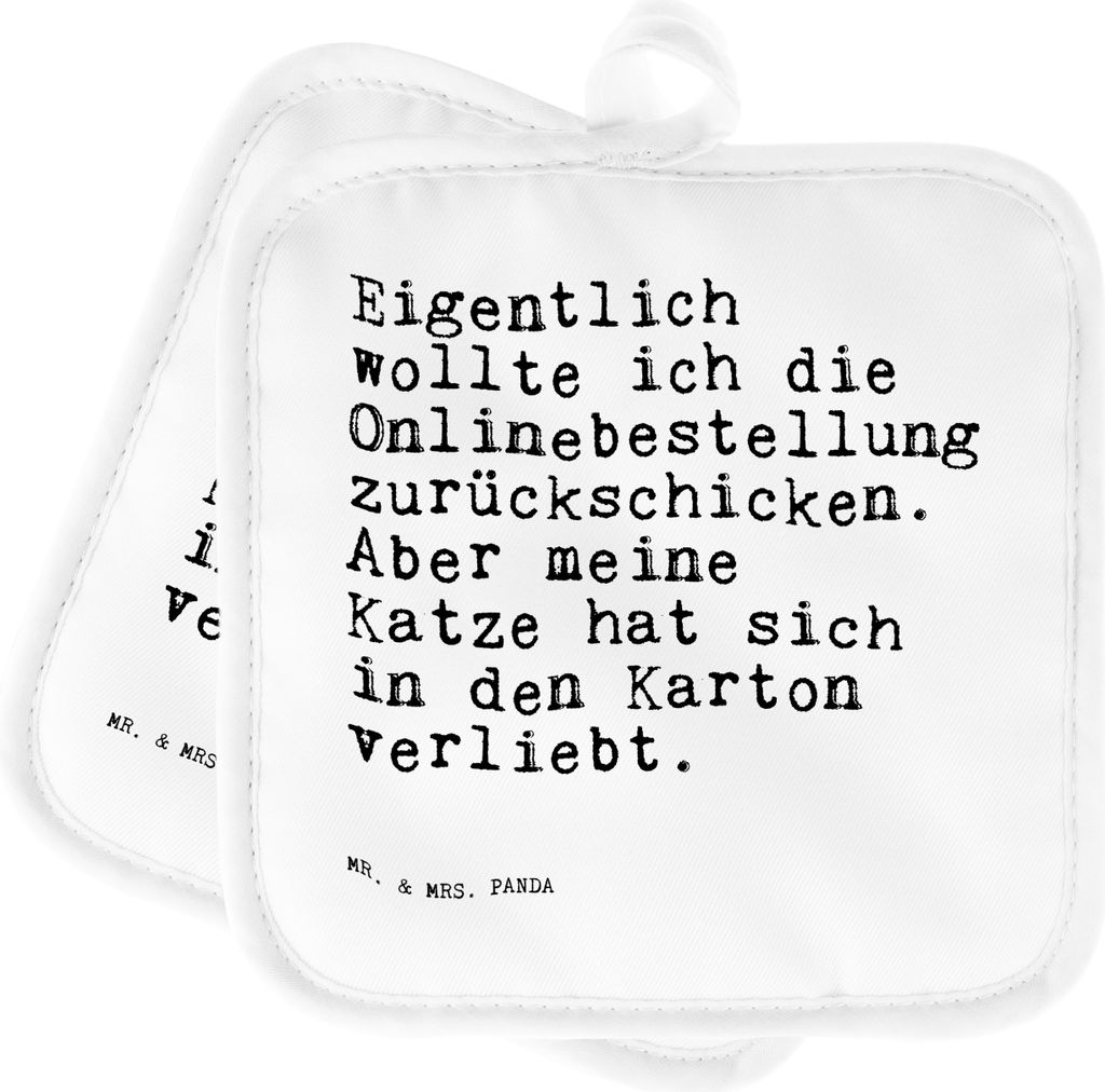 Mr. & Mrs. Panda 2er Set Topflappen Eigentlich wollte ich die... - Weiß - Geschenk, lustig, witzig, Topfuntersetzer, Klamotten, Frauchen, Kochlapp...