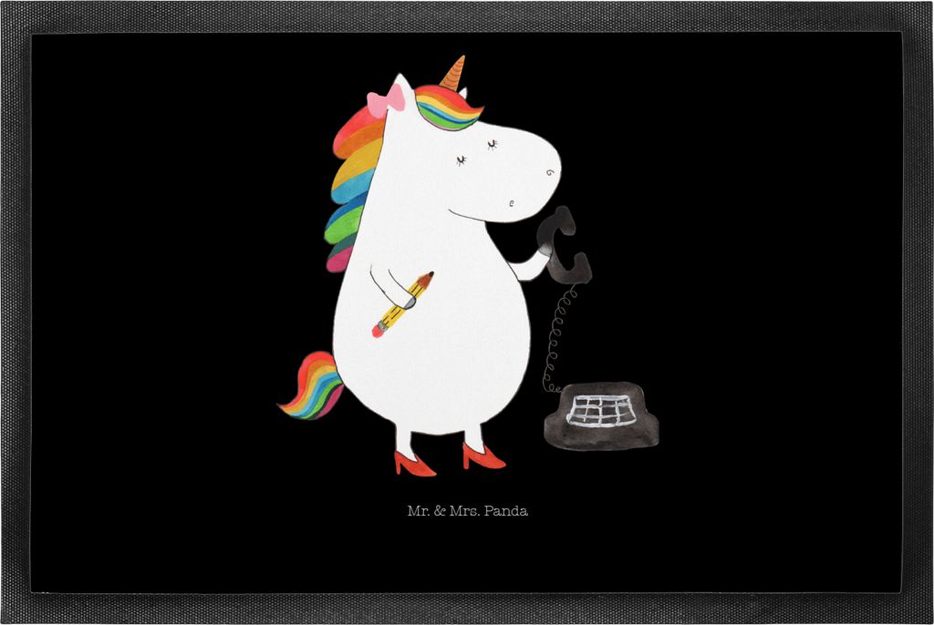 Mr. & Mrs. Panda Schmutzmatte Einhorn Sekretärin 50 x 75 cm - Schwarz - Geschenk, Steuerkanzlei, Unicorn, Fussmatte, Fußabtreter, Schuhabstreifer...