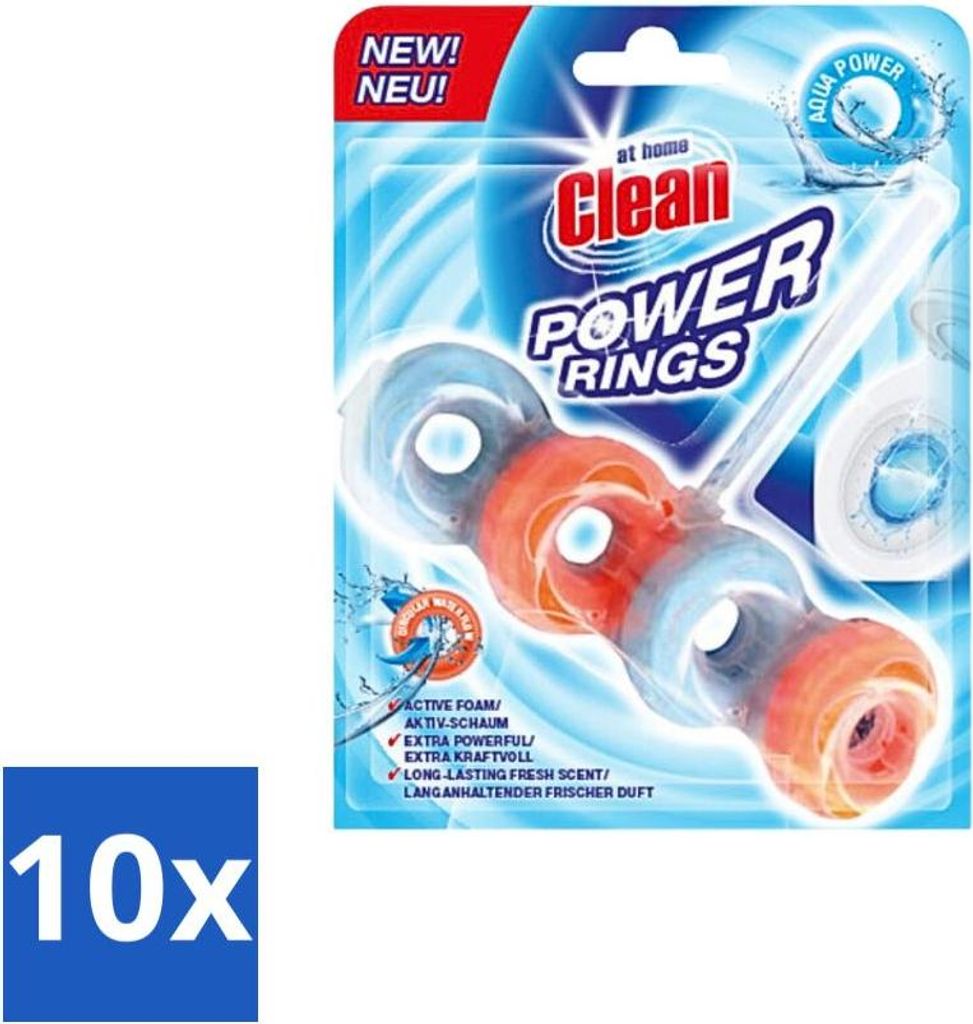 Zuhause - Sauber - Toilettenstein - Powerringe - Aqua Power - Extra Stark - 1 Stein - Vorteilspack - 10 Stücke