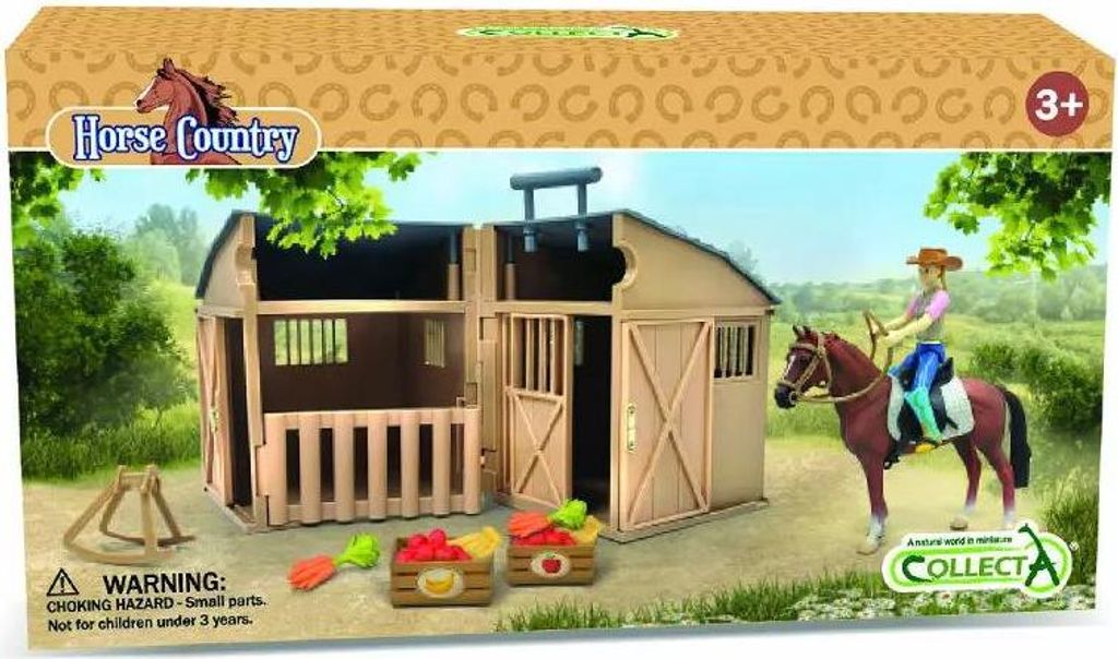 Collecta 84246 Stall mit Pferd Reiterin und Zubehör Pferdezubehör Neuheit 2024