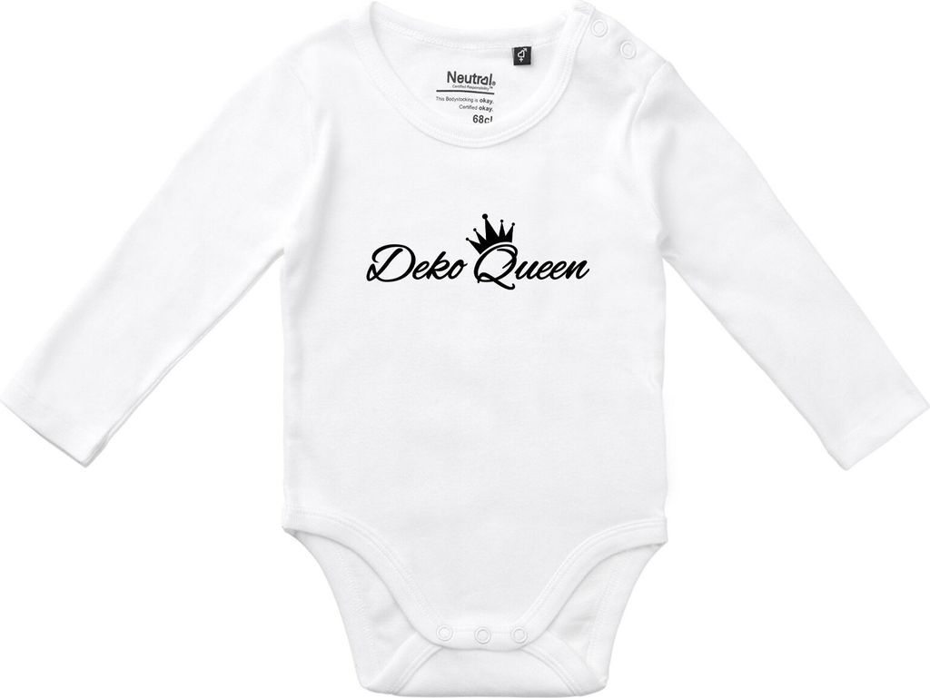 Huuraa Unisex Babybody Deko Queen Krone Geschenk Größe 74 White Baumwolle Fairtrade Deko Queen Aufmerksamkeit