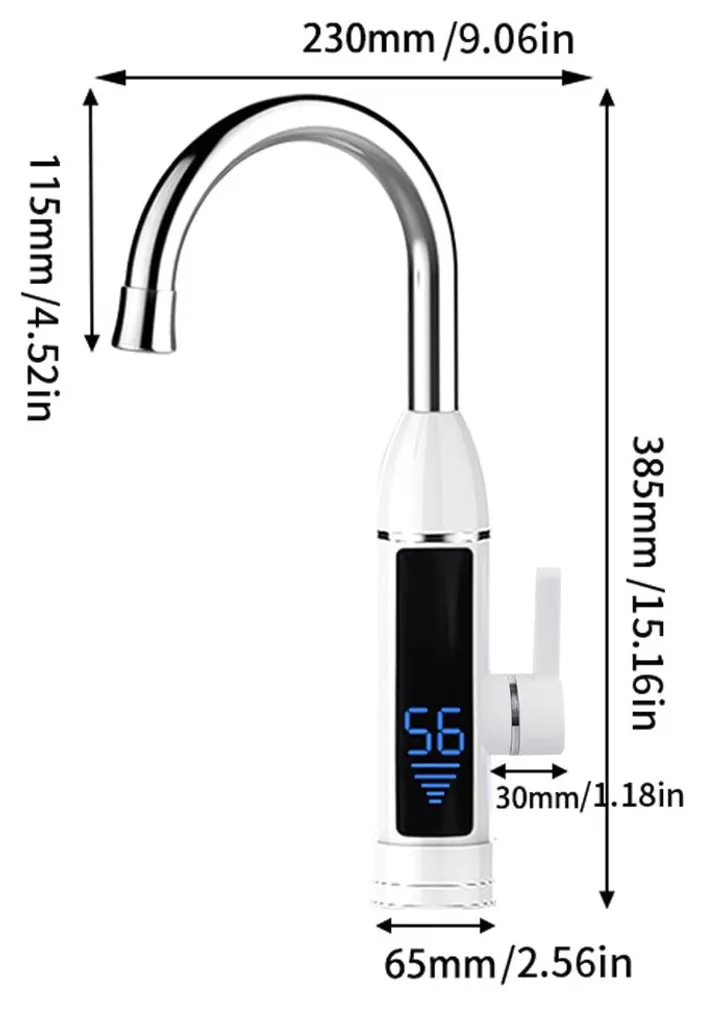 Robinet à eau chaude rapide LCD 3000W avec rotation à 360 degrés Inox - 4