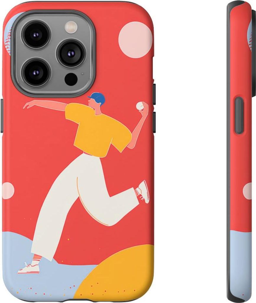 Minimalistische Baseballspieler-Illustration – Hülle Kompatibel mit iPhone 14 Pro