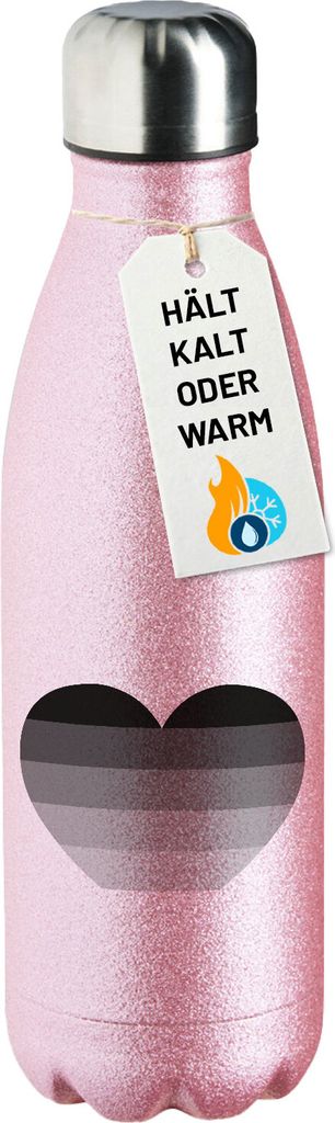 Huuraa Trinkflasche Heterosexuell Flagge LGBTQ Herz 500ml Pink Edelstahl Wasserflasche Trinkflasche Geschenkidee