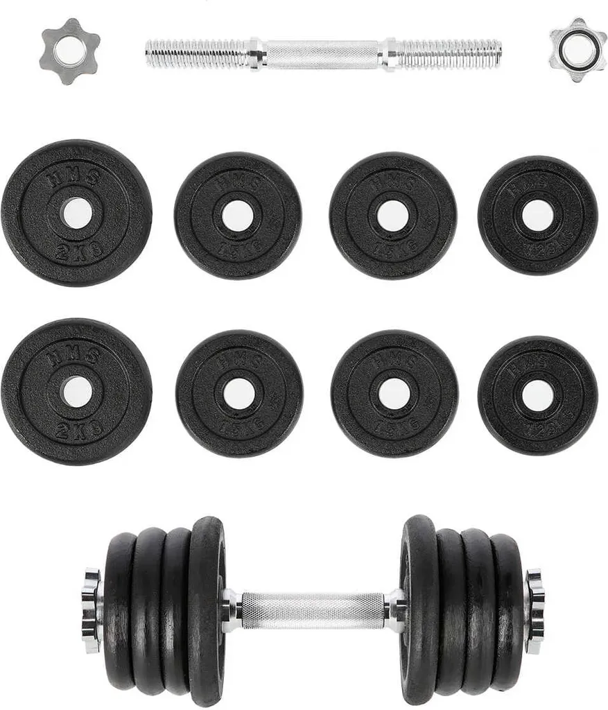 Haltère HMS SG04 Barbell avec filetage 15 kg pour musculation à domicile