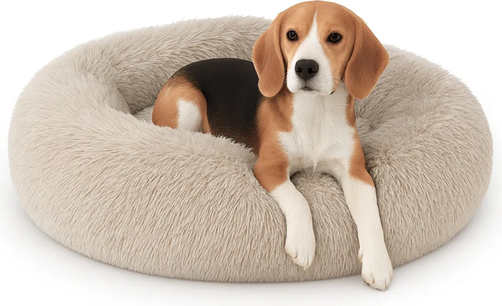 Coussin Chien Fluffy Beige 100cm - Idéal pour Grand Chien en Salon