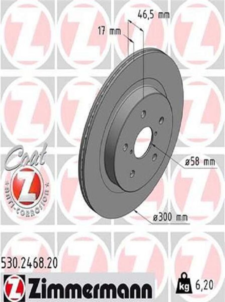 2x ZIMMERMANN Bremsscheibe 530.2468.20 für SUBARU OUTBACK Produktbild 