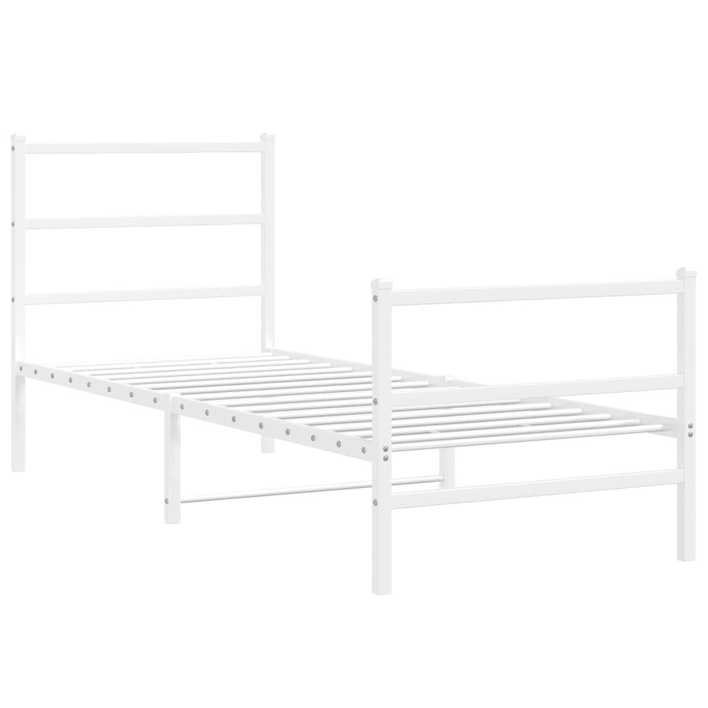 Bettgestell mit Kopf- und Fußteil Metall Weiß 75x190 cm
