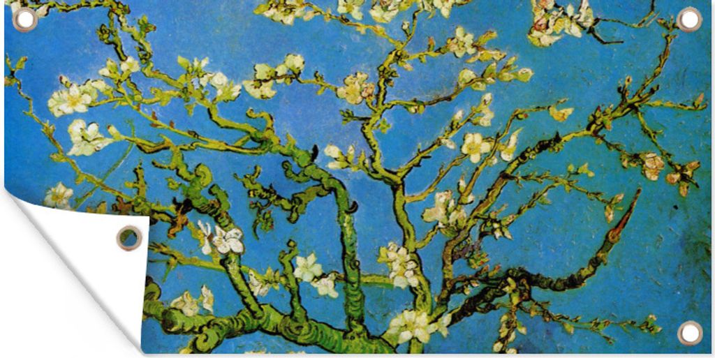 MuchoWow 160x80 cm Outdoor-Poster Gartendeko Sichtschutz Garten Poster für den Garten Mandelblüte - Vincent van Gogh